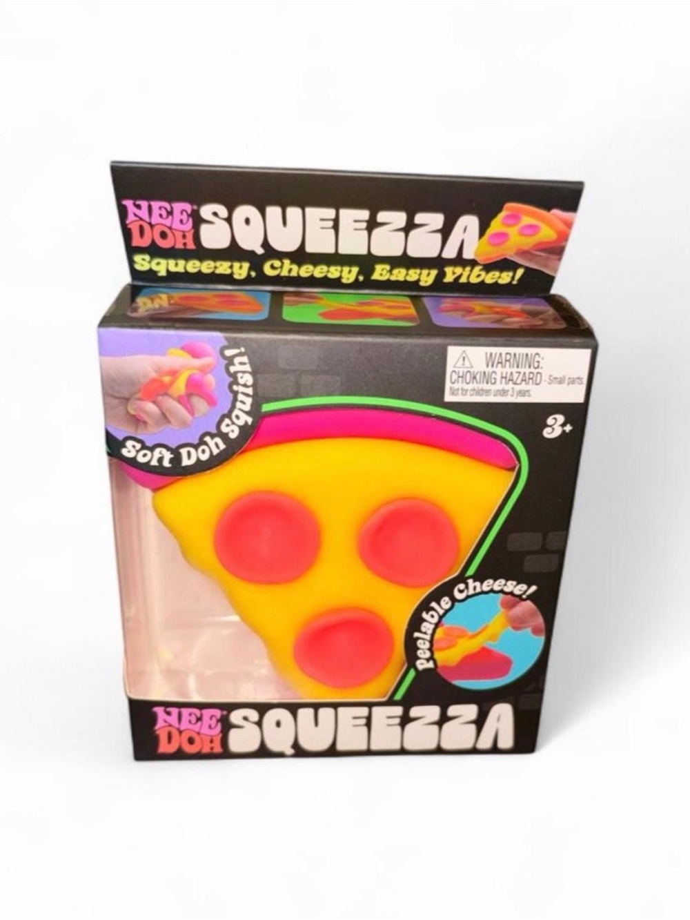 NEW RARE Authentic Schylling NeedOh Squeezza Pizza- Pink crust squishy toy